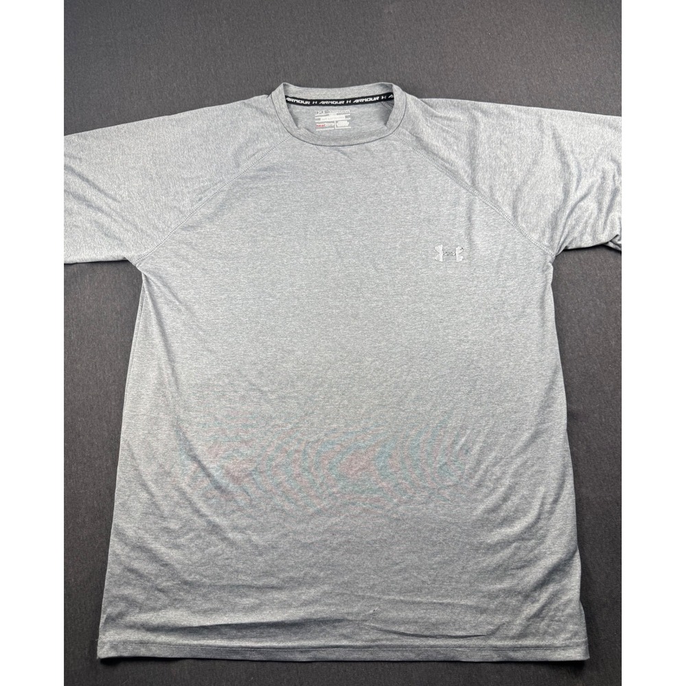 Under Armour HeatGear‎ Fitted Gray Short Sleeve Athletic Shirt XXL - Picture 2 of 9